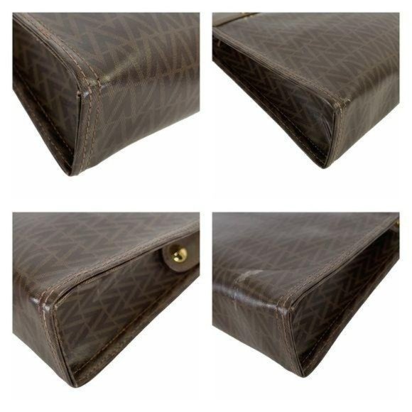 Authentic Mario Valentino Clutch Bag Pouch Cometic Brown PVC Used Handbag Vin - Picture 7 of 11